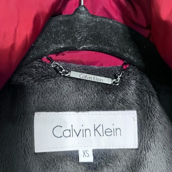 Calvin Klein Maroon Red High Neck Puffer Zip Up Coat sz XS - Picture 6 of 14